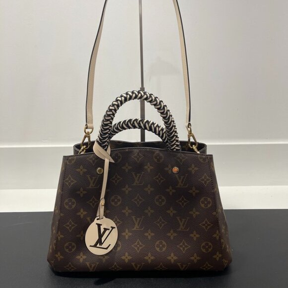 Louis Vuitton Montaigne BB Monogram Hand/Shoulder Bag Braided Handle (JB1212) - Picture 1 of 13